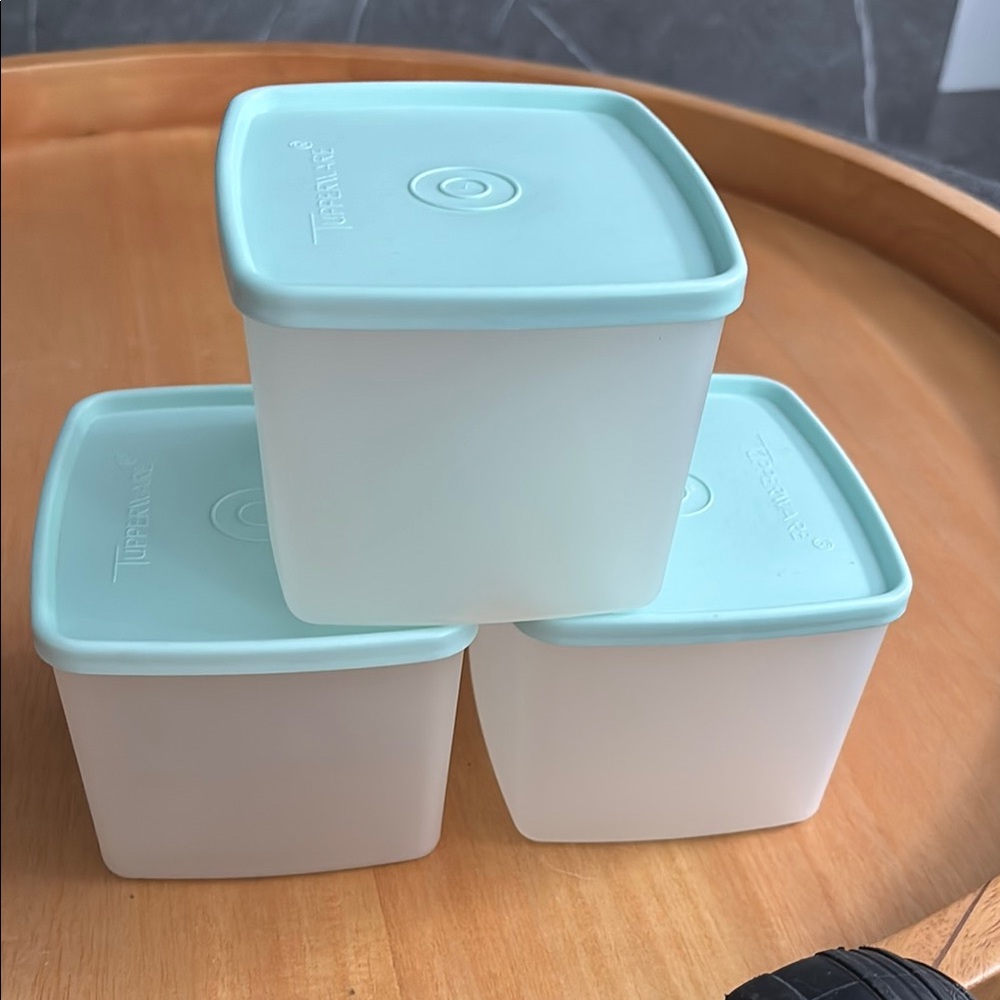 Tupperware Blue and White Food Storage Containers set of 3
